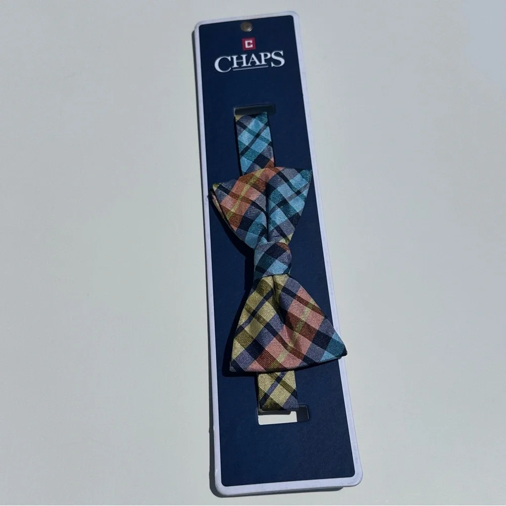Chaps Multicolor Plaid Bow Tie
